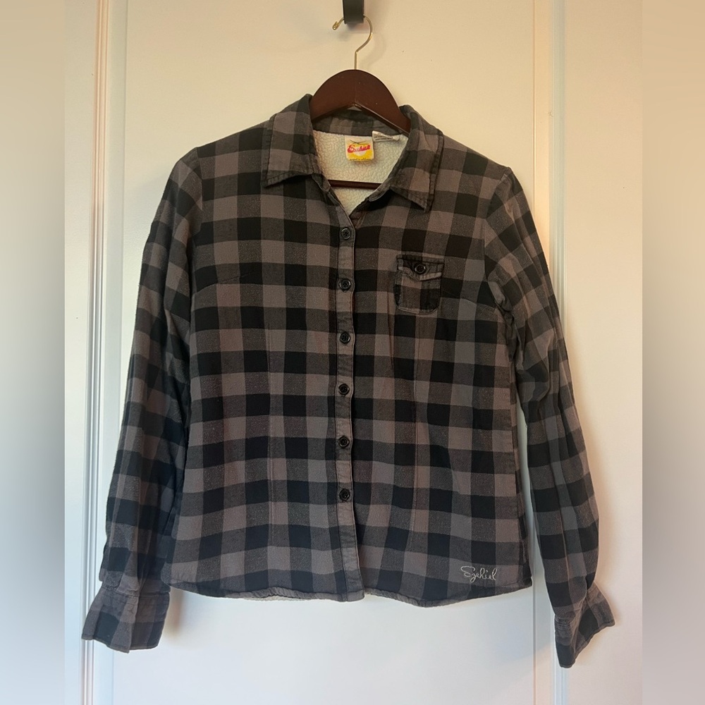 Ezekiel Black and Gray Plaid Girls Jacket
